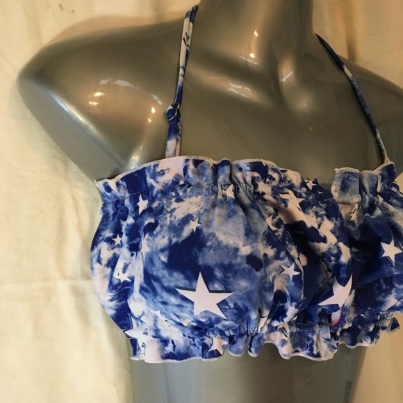 ZAFUL Women's Strapless Ribbed Tie Back Ruffle Cutout Bandeau Bikini Swimsuit M - Picture 9 of 16